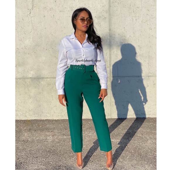 NWT Zara High-Waisted Belted Pants - Picture 4 of 10